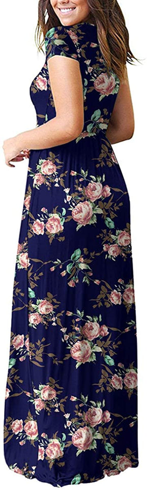 Maxi Long Dress Short Sleeve with Pockets - Easy Pickins Store