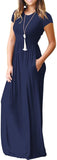 Maxi Long Dress Short Sleeve with Pockets - Easy Pickins Store