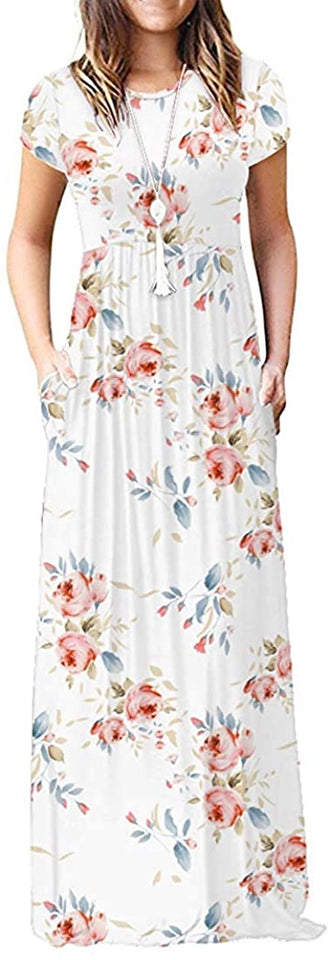 Maxi Long Dress Short Sleeve with Pockets - Easy Pickins Store