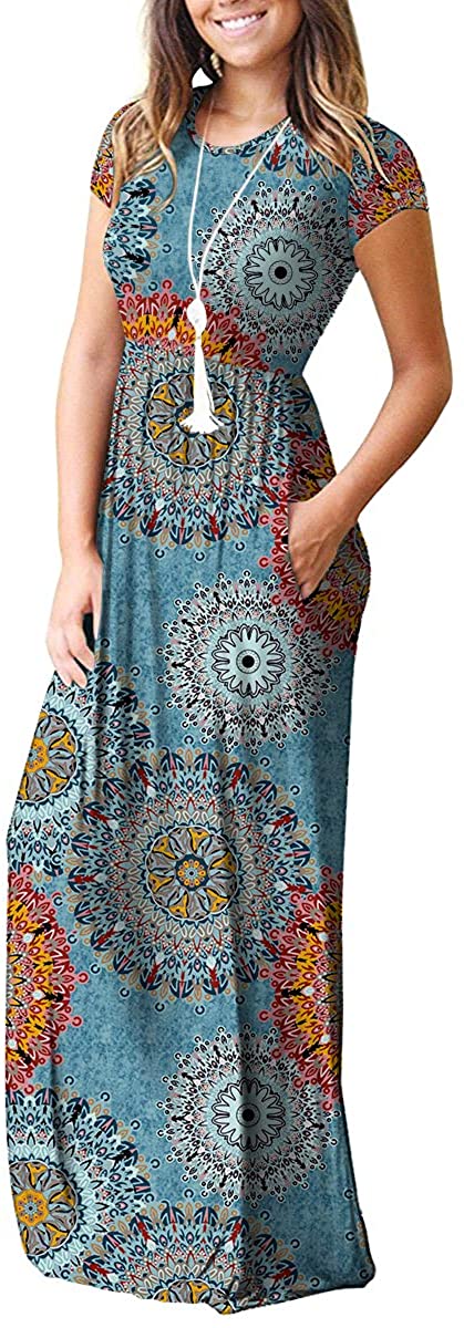 Maxi Long Dress Short Sleeve with Pockets - Easy Pickins Store