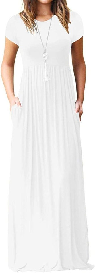Maxi Long Dress Short Sleeve with Pockets - Easy Pickins Store