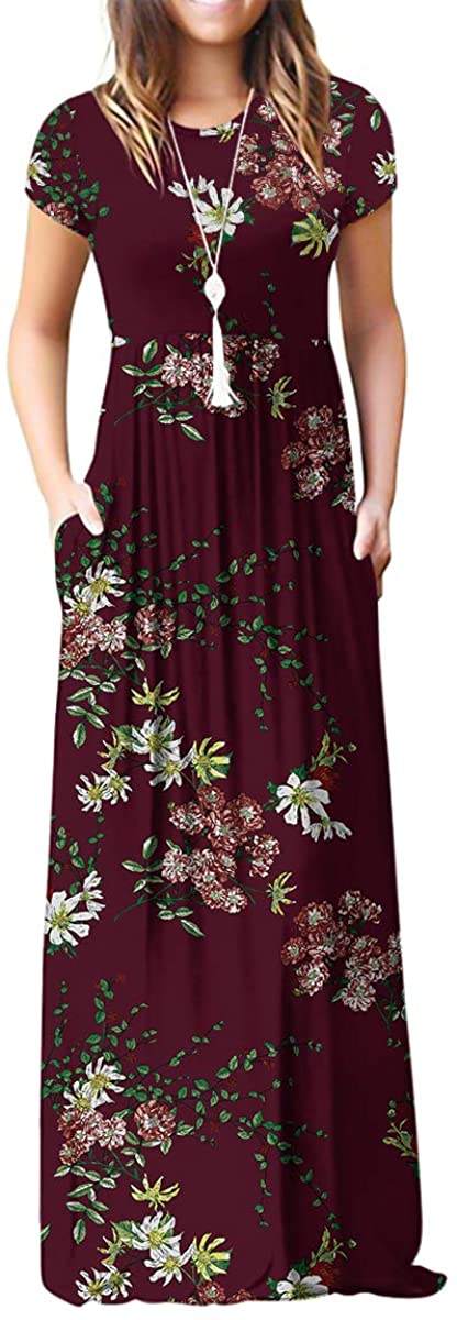 Maxi Long Dress Short Sleeve with Pockets - Easy Pickins Store