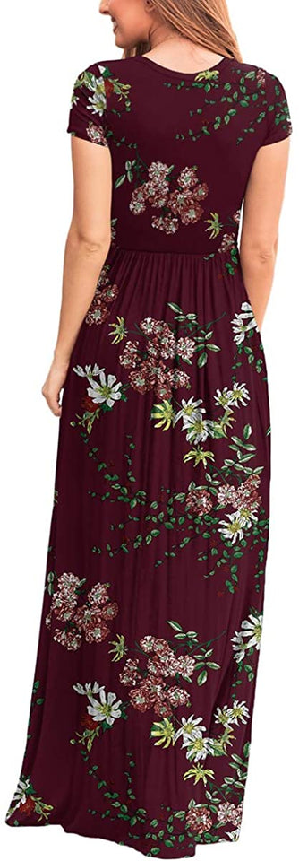 Maxi Long Dress Short Sleeve with Pockets - Easy Pickins Store