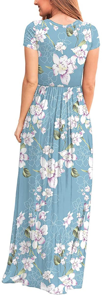 Maxi Long Dress Short Sleeve with Pockets - Easy Pickins Store
