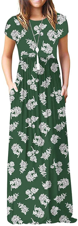 Maxi Long Dress Short Sleeve with Pockets - Easy Pickins Store