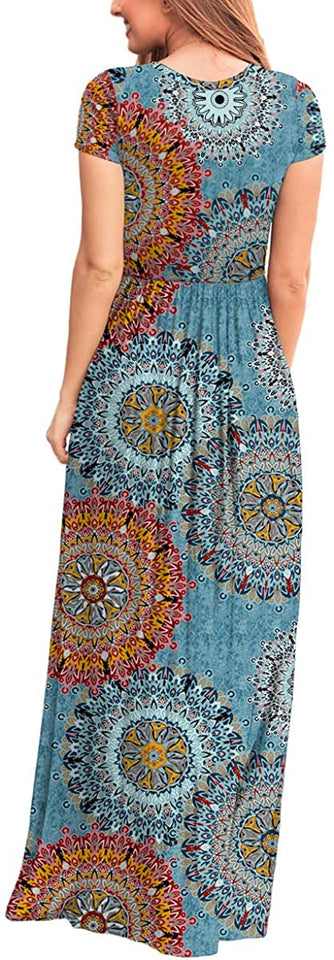 Maxi Long Dress Short Sleeve with Pockets - Easy Pickins Store