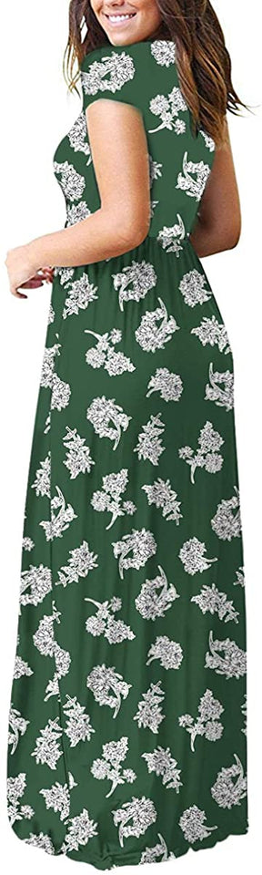 Maxi Long Dress Short Sleeve with Pockets - Easy Pickins Store