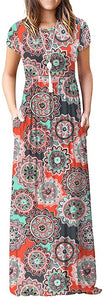 Maxi Long Dress Short Sleeve with Pockets - Easy Pickins Store