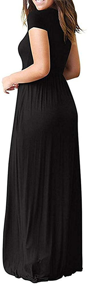 Maxi Long Dress Short Sleeve with Pockets - Easy Pickins Store