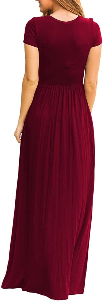 Maxi Long Dress Short Sleeve with Pockets - Easy Pickins Store