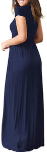 Maxi Long Dress Short Sleeve with Pockets - Easy Pickins Store