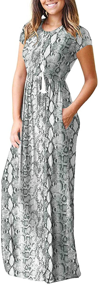 Maxi Long Dress Short Sleeve with Pockets - Easy Pickins Store