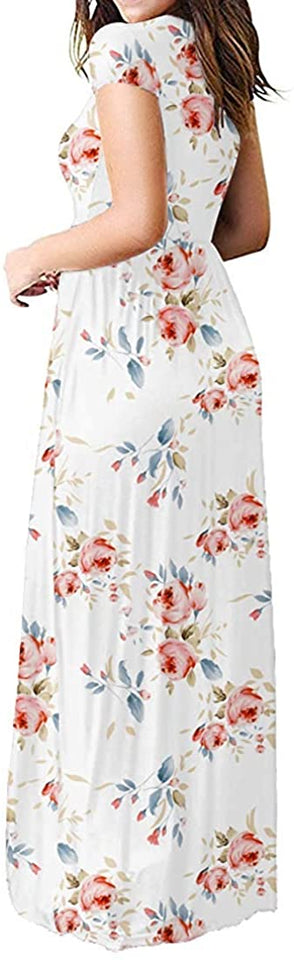 Maxi Long Dress Short Sleeve with Pockets - Easy Pickins Store