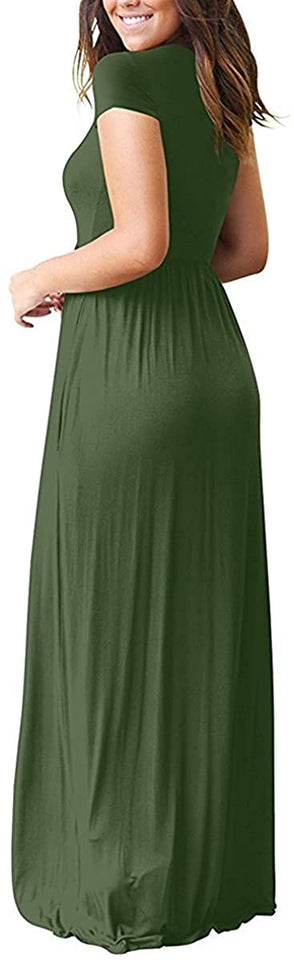 Maxi Long Dress Short Sleeve with Pockets - Easy Pickins Store