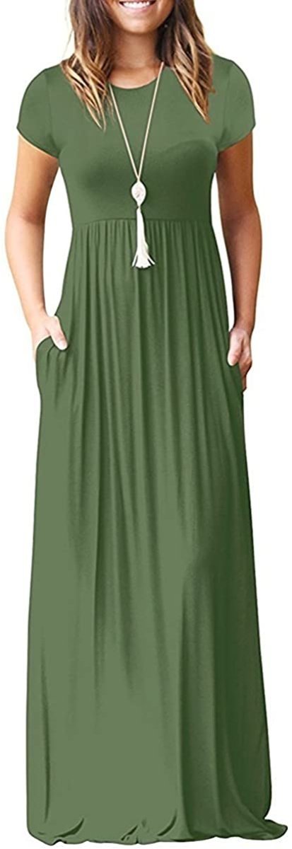 Maxi Long Dress Short Sleeve with Pockets - Easy Pickins Store
