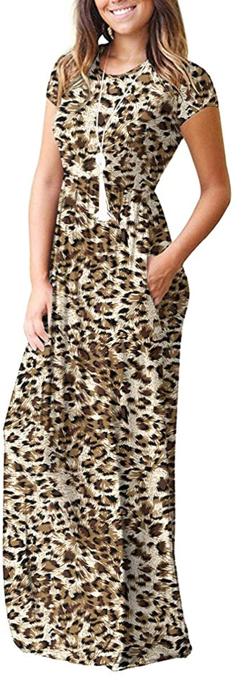 Maxi Long Dress Short Sleeve with Pockets - Easy Pickins Store