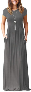 Maxi Long Dress Short Sleeve with Pockets - Easy Pickins Store