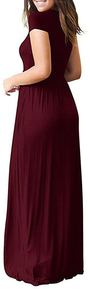 Maxi Long Dress Short Sleeve with Pockets - Easy Pickins Store