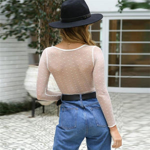 Mesh Lace Bodysuit Long Sleeve Jumpsuit - Easy Pickins Store