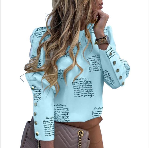 Metal Buttons Long Sleeve Blouse - Easy Pickins Store