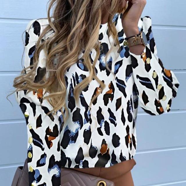 Metal Buttons Long Sleeve Blouse - Easy Pickins Store