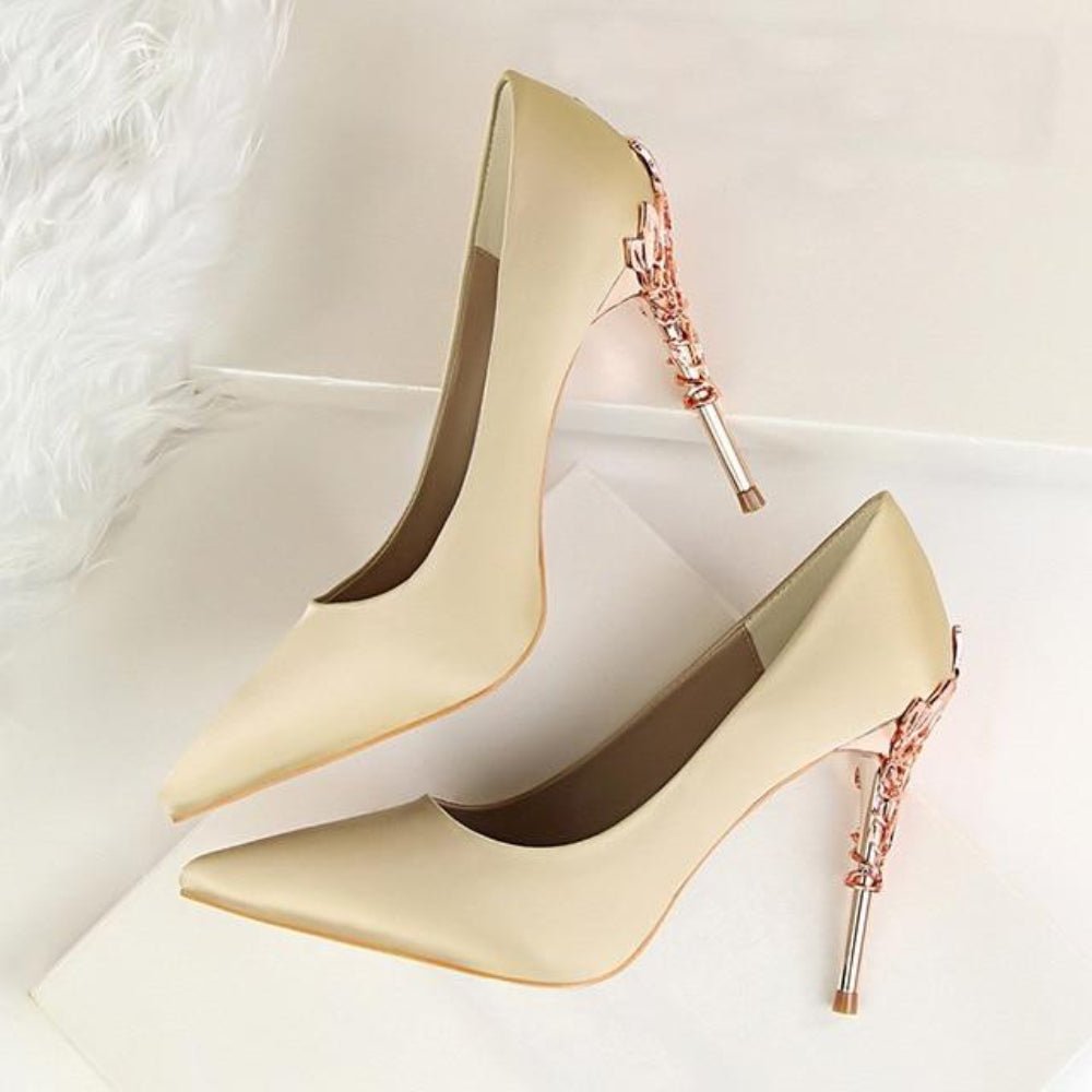 Metal Carved Pumps Elegant High Heels - Easy Pickins Store