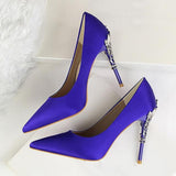 Metal Carved Pumps Solid Elegant High Heels 4" - Easy Pickins Store