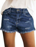Mid Rise Shorts Frayed Raw Hem Ripped Denim Jean Shorts - Easy Pickins Store