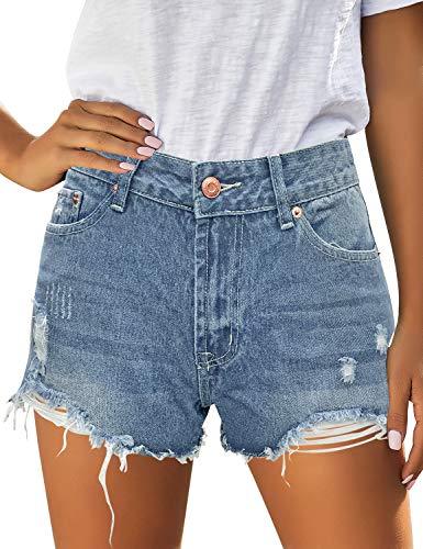 Mid Rise Shorts Frayed Raw Hem Ripped Denim Jean Shorts - Easy Pickins Store