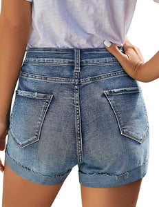 Mid Rise Shorts Frayed Raw Hem Ripped Denim Jean Shorts - Easy Pickins Store