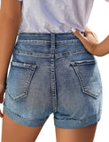 Mid Rise Shorts Frayed Raw Hem Ripped Denim Jean Shorts - Easy Pickins Store