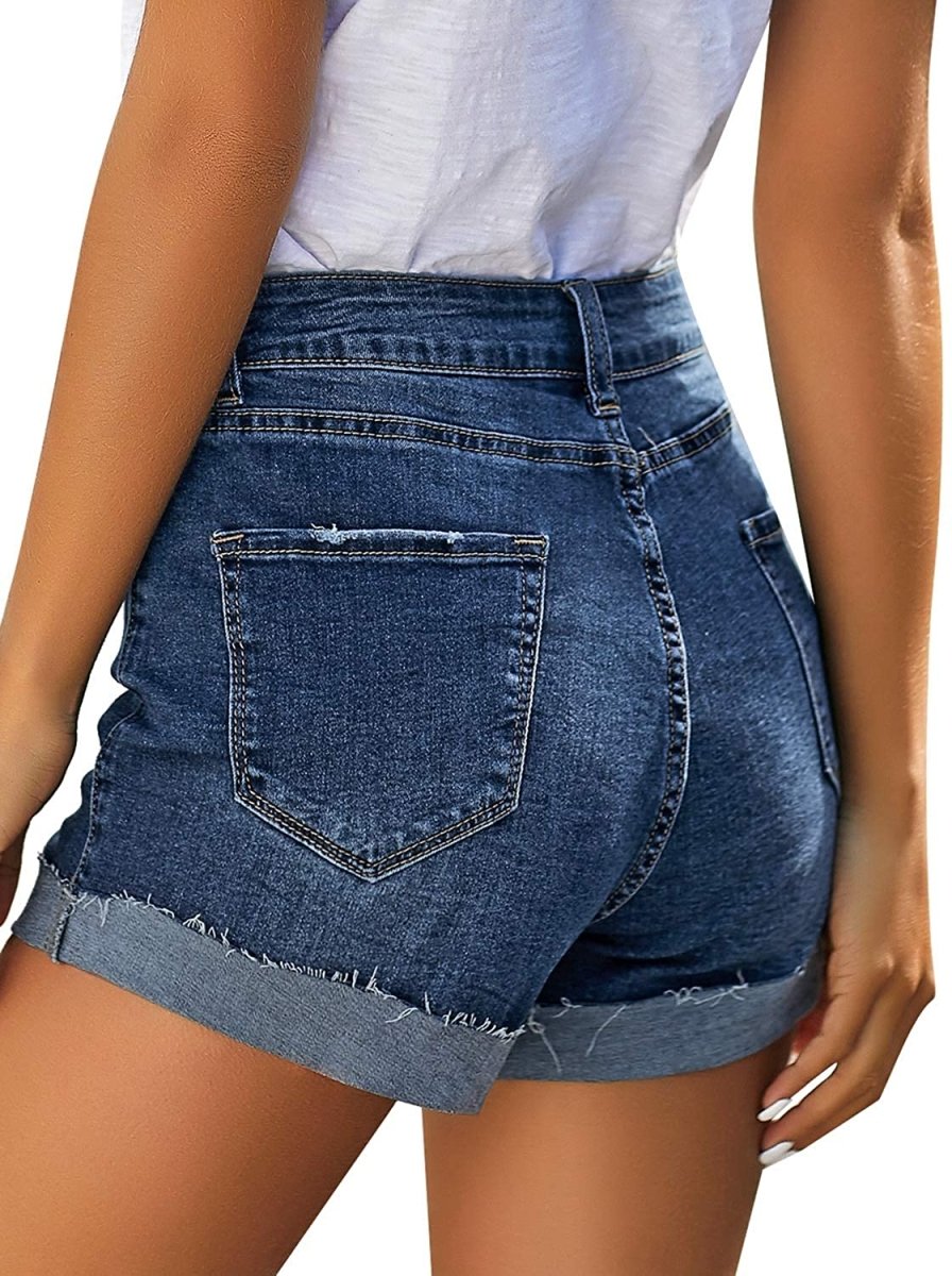 Mid Rise Shorts Frayed Raw Hem Ripped Denim Jean Shorts - Easy Pickins Store