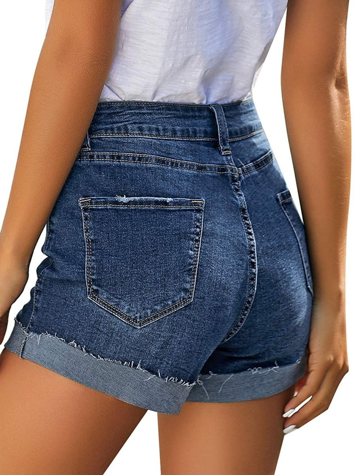 Mid Rise Shorts Frayed Raw Hem Ripped Denim Jean Shorts - Easy Pickins Store