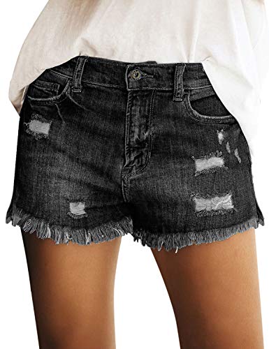 Mid Rise Shorts Frayed Raw Hem Ripped Denim Jean Shorts - Easy Pickins Store