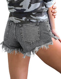 Mid Rise Shorts Frayed Raw Hem Ripped Denim Jean Shorts - Easy Pickins Store