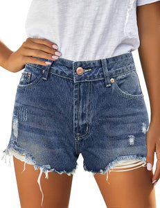 Mid Rise Shorts Frayed Raw Hem Ripped Denim Jean Shorts - Easy Pickins Store