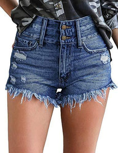 Mid Rise Shorts Frayed Raw Hem Ripped Denim Jean Shorts - Easy Pickins Store