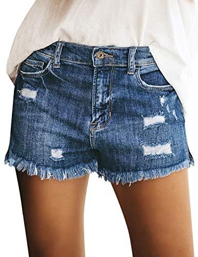 Mid Rise Shorts Frayed Raw Hem Ripped Denim Jean Shorts - Easy Pickins Store