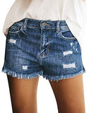 Mid Rise Shorts Frayed Raw Hem Ripped Denim Jean Shorts - Easy Pickins Store