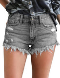 Mid Rise Shorts Frayed Raw Hem Ripped Denim Jean Shorts - Easy Pickins Store