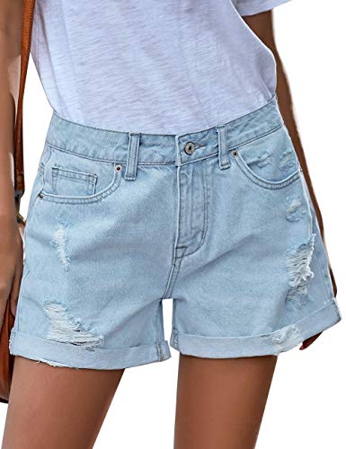 Mid Rise Shorts Frayed Raw Hem Ripped Denim Jean Shorts - Easy Pickins Store