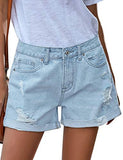 Mid Rise Shorts Frayed Raw Hem Ripped Denim Jean Shorts - Easy Pickins Store