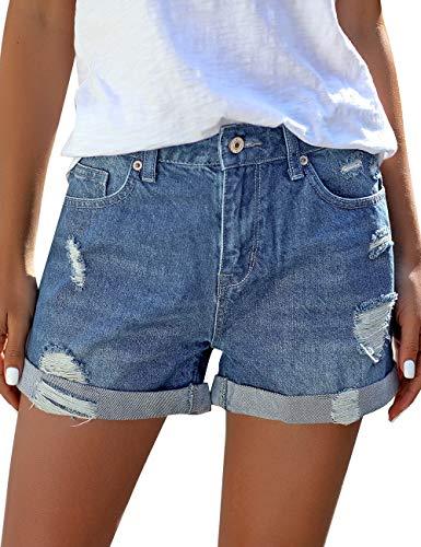 Mid Rise Shorts Frayed Raw Hem Ripped Denim Jean Shorts - Easy Pickins Store