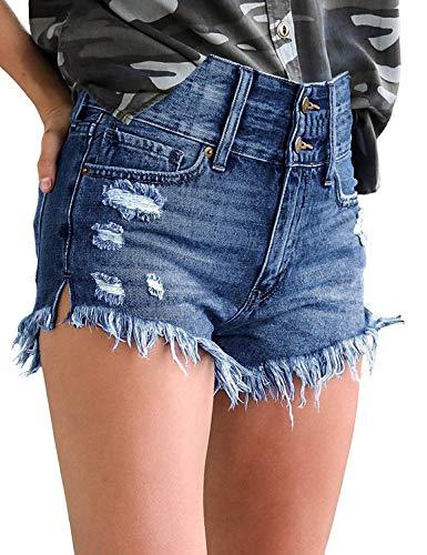 Mid Rise Shorts Frayed Raw Hem Ripped Denim Jean Shorts - Easy Pickins Store