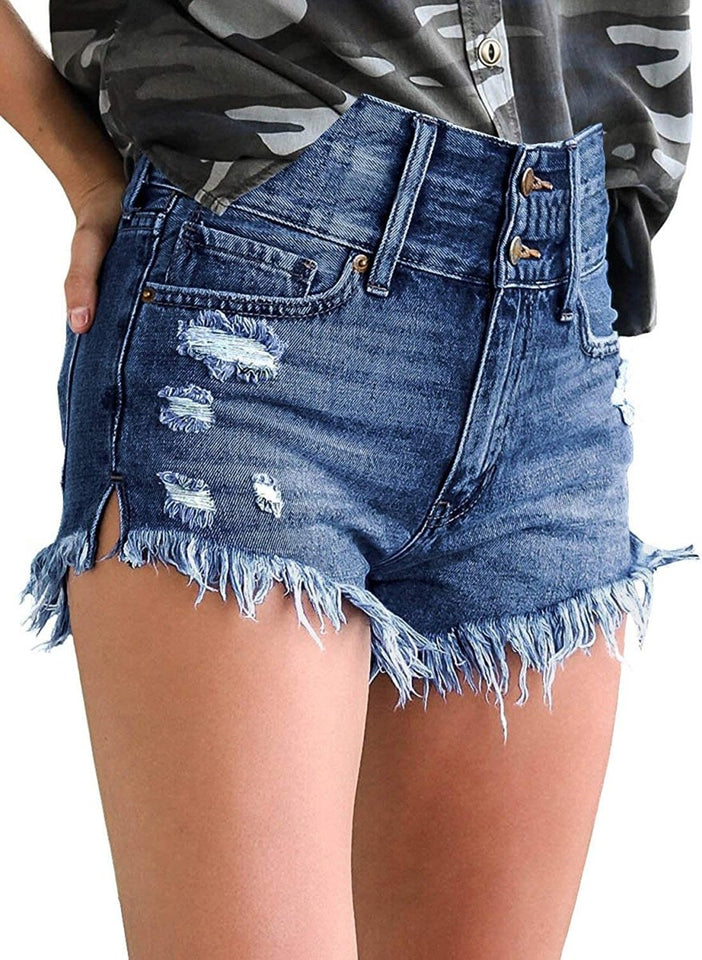 Mid Rise Shorts Frayed Raw Hem Ripped Denim Jean Shorts - Easy Pickins Store
