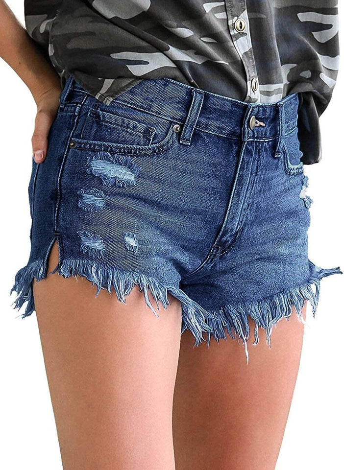 Mid Rise Shorts Frayed Raw Hem Ripped Denim Jean Shorts - Easy Pickins Store