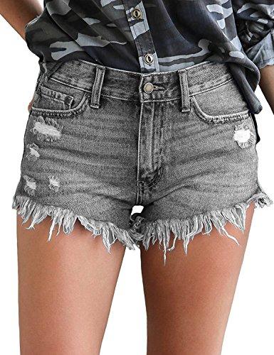 Mid Rise Shorts Frayed Raw Hem Ripped Denim Jean Shorts - Easy Pickins Store