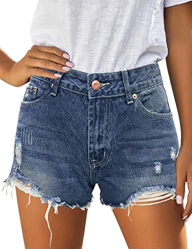 Mid Rise Shorts Frayed Raw Hem Ripped Denim Jean Shorts - Easy Pickins Store