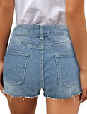 Mid Rise Shorts Frayed Raw Hem Ripped Denim Jean Shorts - Easy Pickins Store