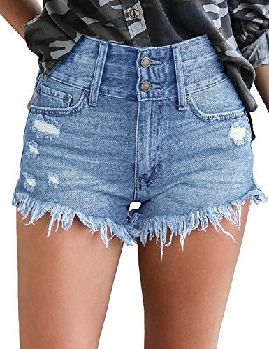 Mid Rise Shorts Frayed Raw Hem Ripped Denim Jean Shorts - Easy Pickins Store